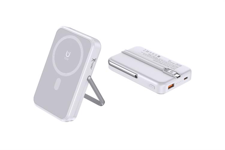 Pin sạc dự phòng Polymer 10000mAh Không dây Magnetic Type C PD QC 3.0 22.5W Xmobile M12-3 Màu Bạc