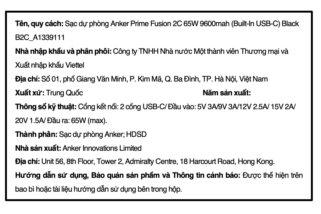 Pin sạc dự phòng 9600mAh Type C PD 65W Anker Prime Fusion A1339 tích hợp Adapter sạc - 5