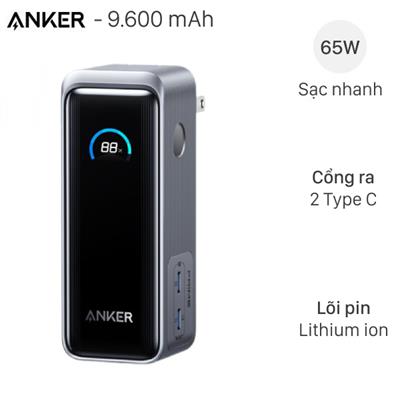 Pin sạc dự phòng 9600mAh kiêm Adapter Sạc Type C PD 65W Anker Prime Fusion A1339 kèm Cáp Type C