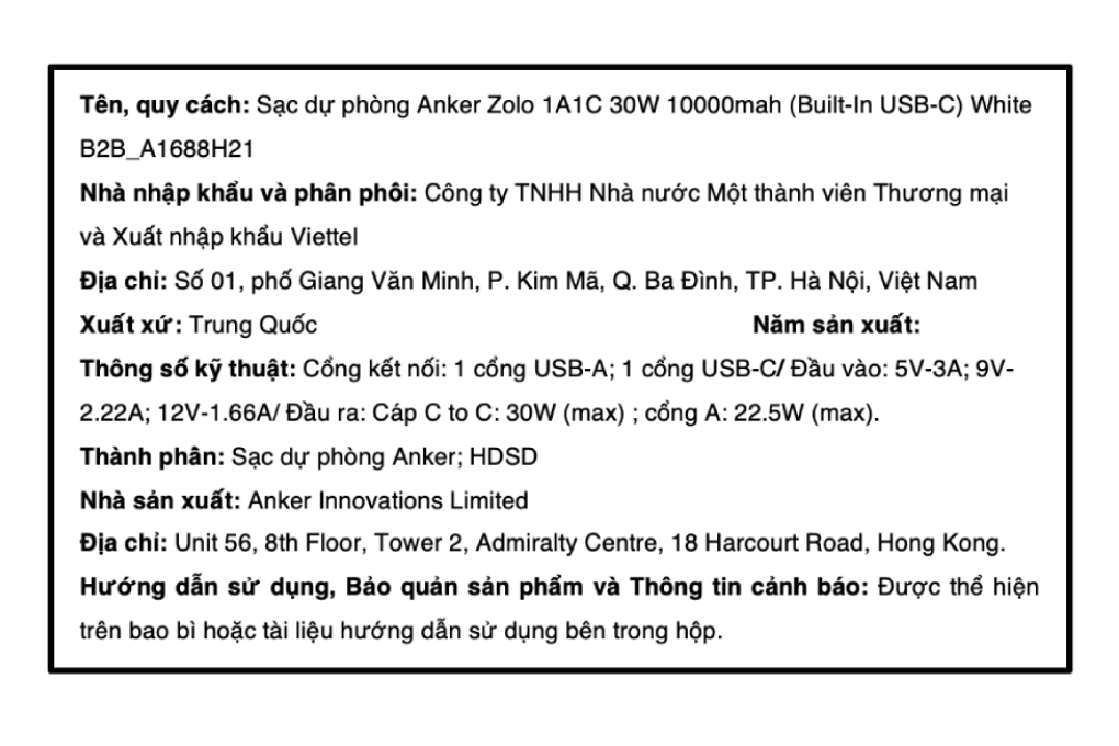 Pin sạc dự phòng Polymer 10000mAh Type C PD QC 3.0 30W Anker Zolo A1688 kèm Cáp Type C Màu Trắng