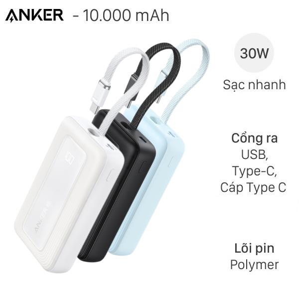 Pin Sạc Dự Phòng Polymer 10000Mah Type C Pd Qc 3.0 30W Anker Zolo A1688 Kèm Cáp Type C