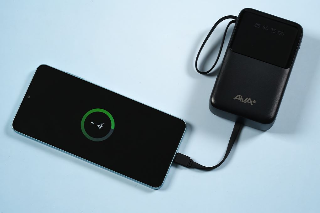 Pin sạc dự phòng Polymer 20000mAh Type C 10.5W AVA+ G-DX258 kèm Cáp Lightning và Cáp Type C Màu Đen