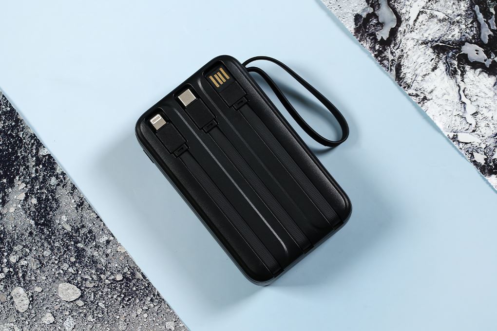 Pin sạc dự phòng Polymer 20000mAh Type C 10.5W AVA+ G-DX258 kèm Cáp Lightning và Cáp Type C Màu Đen