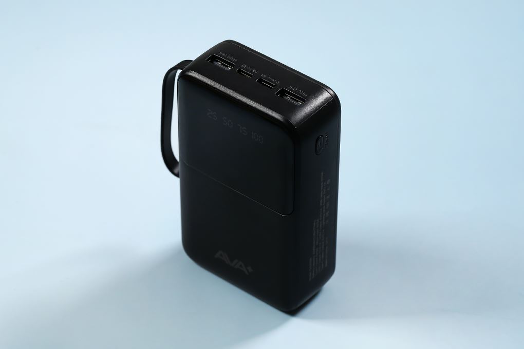 Pin sạc dự phòng Polymer 20000mAh Type C 10.5W AVA+ G-DX258 kèm Cáp Lightning và Cáp Type C Màu Đen