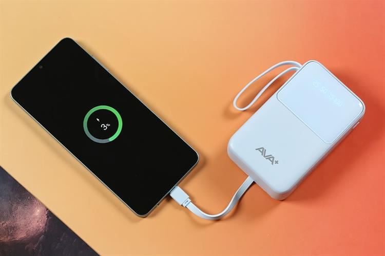 Pin sạc dự phòng Polymer 20000mAh Type C 10.5W AVA+ G-DX258 kèm Cáp Lightning và Cáp Type C Màu Xanh