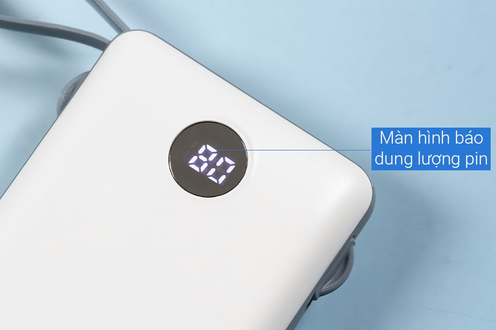 Pin sạc dự phòng Polymer 20000mAh Type C 10.5W AVA+ G-289 kèm Cáp Lightning - Type C - Micro Màu Trắng