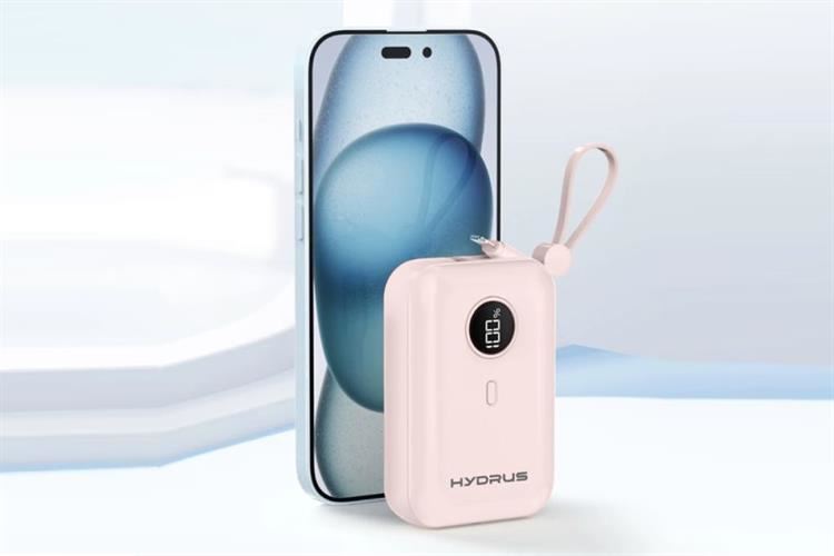 Pin sạc dự phòng 10000mAh Type C PD QC 3.0 22.5W Hydrus K98 kèm Cáp Lightning và Cáp Type C Màu Hồng