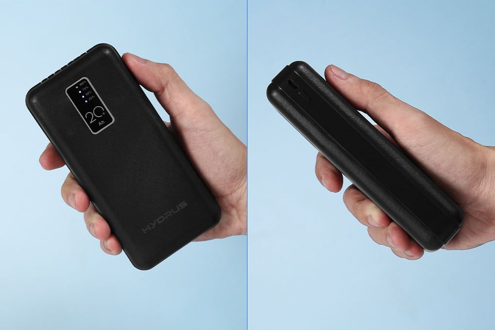 Pin sạc dự phòng Polymer 20000mAh Type C 10W Hydrus Z203 kèm Cáp Lightning - Type C - Micro - USB Màu Đen