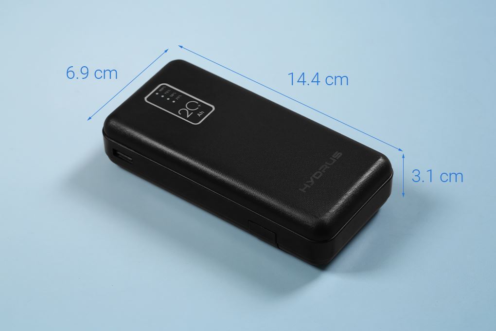 Pin sạc dự phòng Polymer 20000mAh Type C 10W Hydrus Z203 kèm Cáp Lightning - Type C - Micro - USB Màu Đen