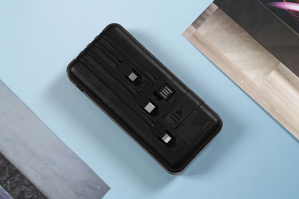 Pin sạc dự phòng Polymer 20000mAh Type C 10W Hydrus Z203 kèm Cáp Lightning - Type C - Micro - USB Màu Đen