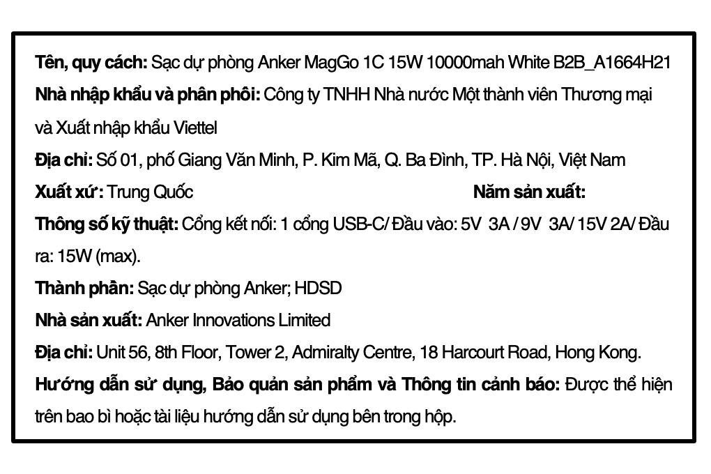 Pin sạc dự phòng Polymer 10000mAh Không dây Magnetic Qi2 Type C PD 30W Anker MagGo A1664 Màu Trắng