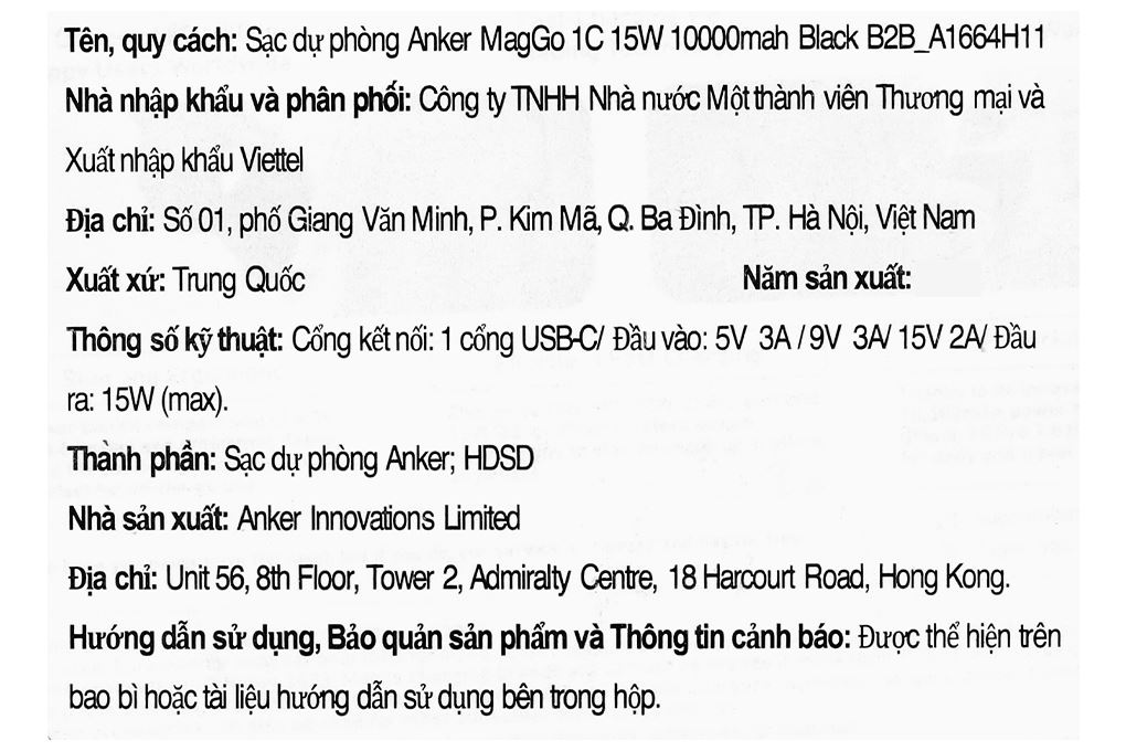 Pin sạc dự phòng Polymer 10000mAh Không dây Magnetic Qi2 Type C PD 30W Anker MagGo A1664 Màu Đen