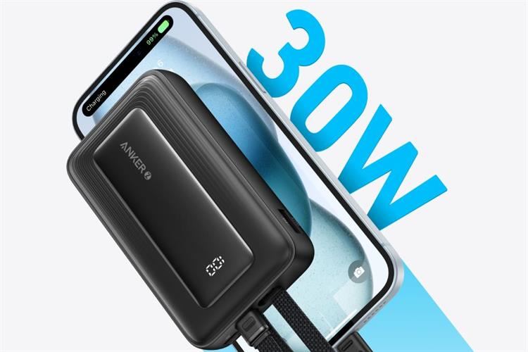 Pin sạc dự phòng Polymer 10000mAh Type C PD QC 3.0 30W Anker Zolo A1680 kèm Cáp Lightning và Type C Màu Đen
