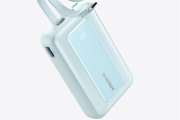 Pin sạc dự phòng Polymer 10000mAh Type C PD QC 3.0 30W Anker Zolo A1680 kèm Cáp Lightning và Type C Màu Xanh Dương