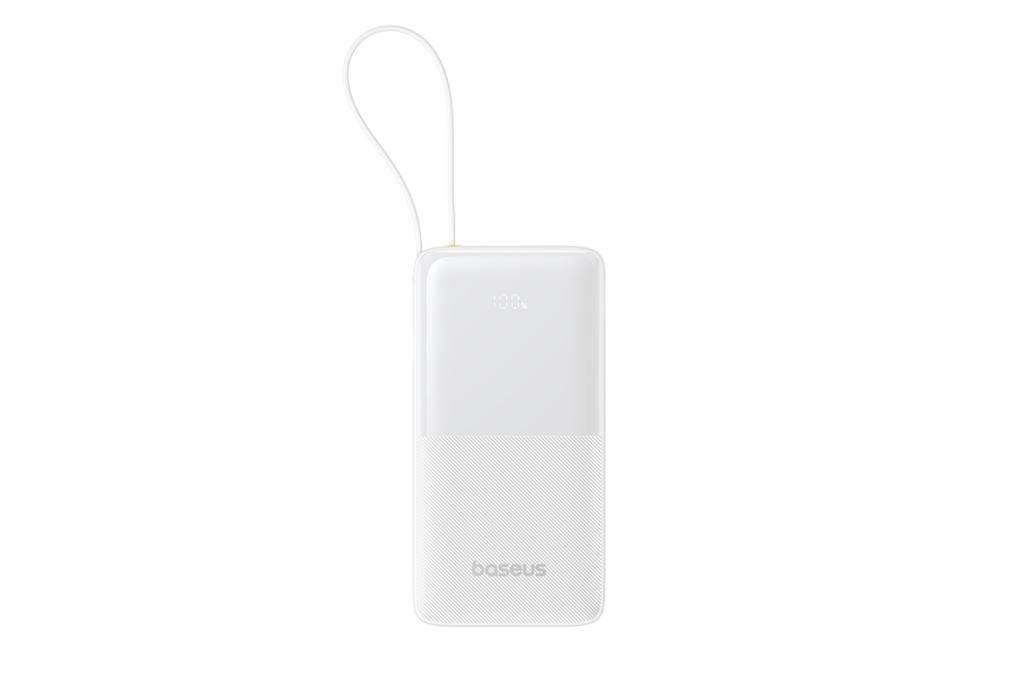 Pin sạc dự phòng Polymer 20000mAh Type C PD QC 3.0 20W Baseus Bipow 2 PPBD2-2W20 kèm Cáp Dây Rút Type C Màu Trắng