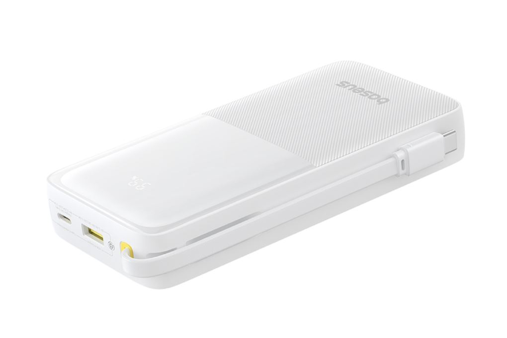 Pin sạc dự phòng Polymer 20000mAh Type C PD QC 3.0 20W Baseus Bipow 2 PPBD2-2W20 kèm Cáp Dây Rút Type C Màu Trắng
