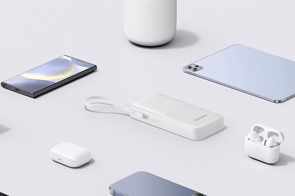 Pin sạc dự phòng Polymer 20000mAh Type C PD QC 3.0 20W Baseus Bipow 2 PPBD2-2W20 kèm Cáp Dây Rút Type C Màu Trắng