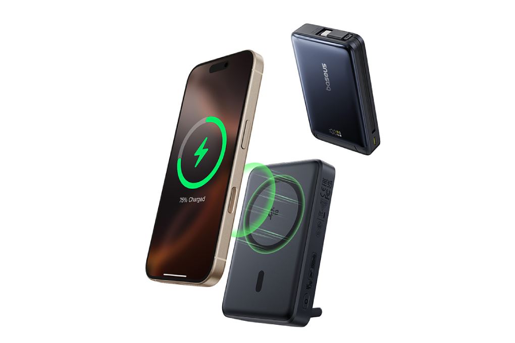 Pin sạc dự phòng 10000mAh Không dây Magnetic Qi2 Type C PD 45W Baseus Nomos PPNMS-1030SC kèm Cáp Type C Màu Đen