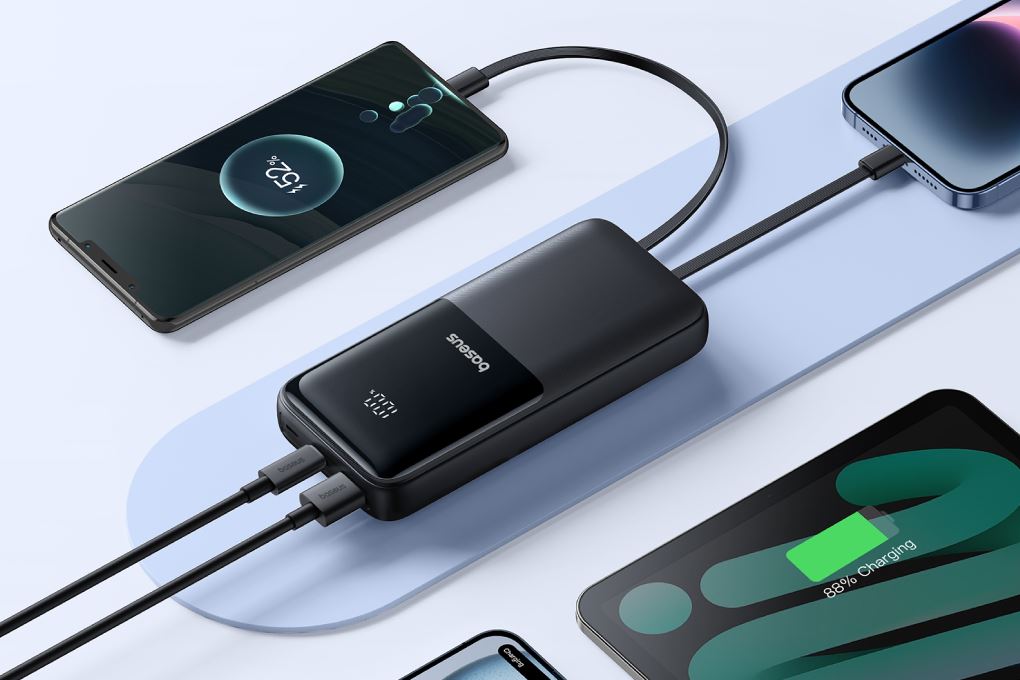 Pin sạc dự phòng 20000mAh Type C PD 22.5W Baseus Lipow PPJP312 kèm Cáp Lightning và Type C Màu Đen