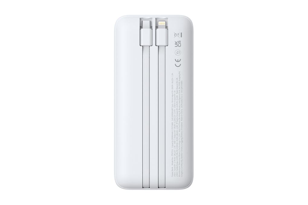 Pin sạc dự phòng 20000mAh Type C PD 22.5W Baseus Lipow PPJP312 kèm Cáp Lightning và Type C Màu Trắng
