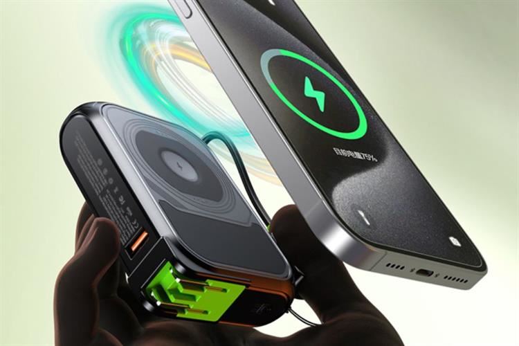 Pin sạc dự phòng Polymer 10.000mAh 3 in 1 Magnetic Type C PD QC 3.0 22.5W Xmobile DX367 tích hợp Adapter sạc Màu Đen