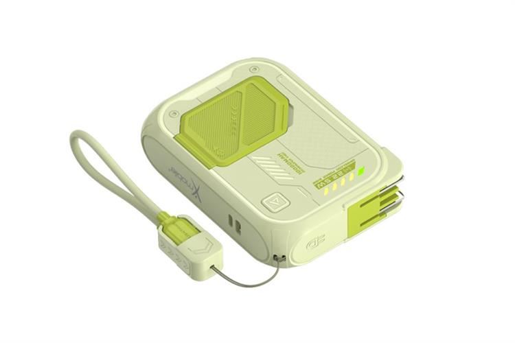 Pin sạc dự phòng Polymer 10.000mAh 3 in 1 Magnetic Type C PD QC 3.0 22.5W Xmobile DX367 tích hợp Adapter sạc Màu Xanh lá