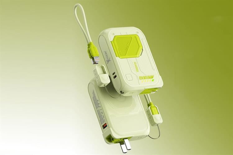 Pin sạc dự phòng Polymer 10.000mAh 3 in 1 Magnetic Type C PD QC 3.0 22.5W Xmobile DX367 tích hợp Adapter sạc Màu Xanh lá