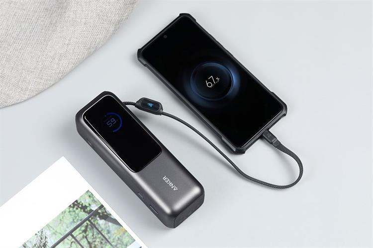 Pin sạc dự phòng 25000mAh Type C PD QC 3.0 165W Anker Zolo A1695 kèm cáp dây rút Type C Màu Đen