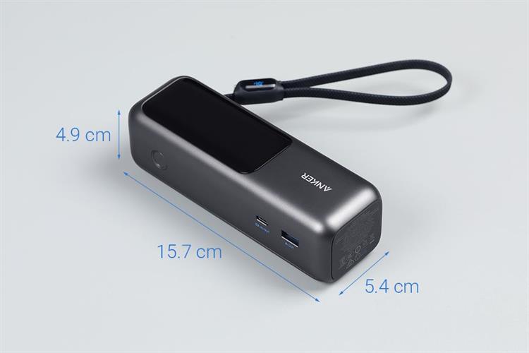 Pin sạc dự phòng 25000mAh Type C PD QC 3.0 165W Anker Zolo A1695 kèm cáp dây rút Type C Màu Đen