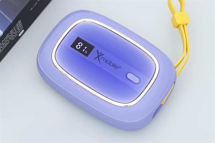 Pin sạc dự phòng 10000mAh Type C PD 22.5W Xmobile NeoMice GN-82 kèm Cáp Lightning và Type C Màu Tím