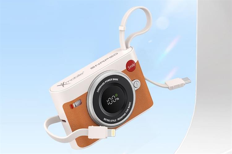 Pin sạc dự phòng 10000mAh Type C PD 22.5W Xmobile SnapGo R-38 kèm Cáp Lightning và Type C Màu Nâu