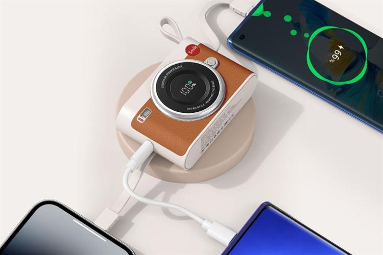 Pin sạc dự phòng 10000mAh Type C PD 22.5W Xmobile SnapGo R-38 kèm Cáp Lightning và Type C Màu Nâu