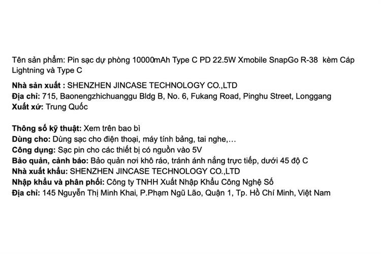 Pin sạc dự phòng 10000mAh Type C PD 22.5W Xmobile SnapGo R-38 kèm Cáp Lightning và Type C Màu Nâu