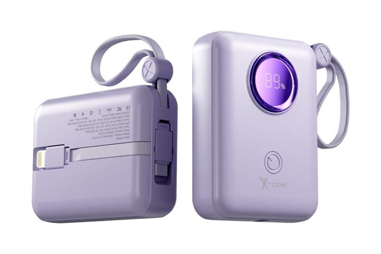 Pin sạc dự phòng 10000mAh Type C PD QC 3.0 22.5W Xmobile MH806 kèm Cáp Lightning và Type C Màu Tím