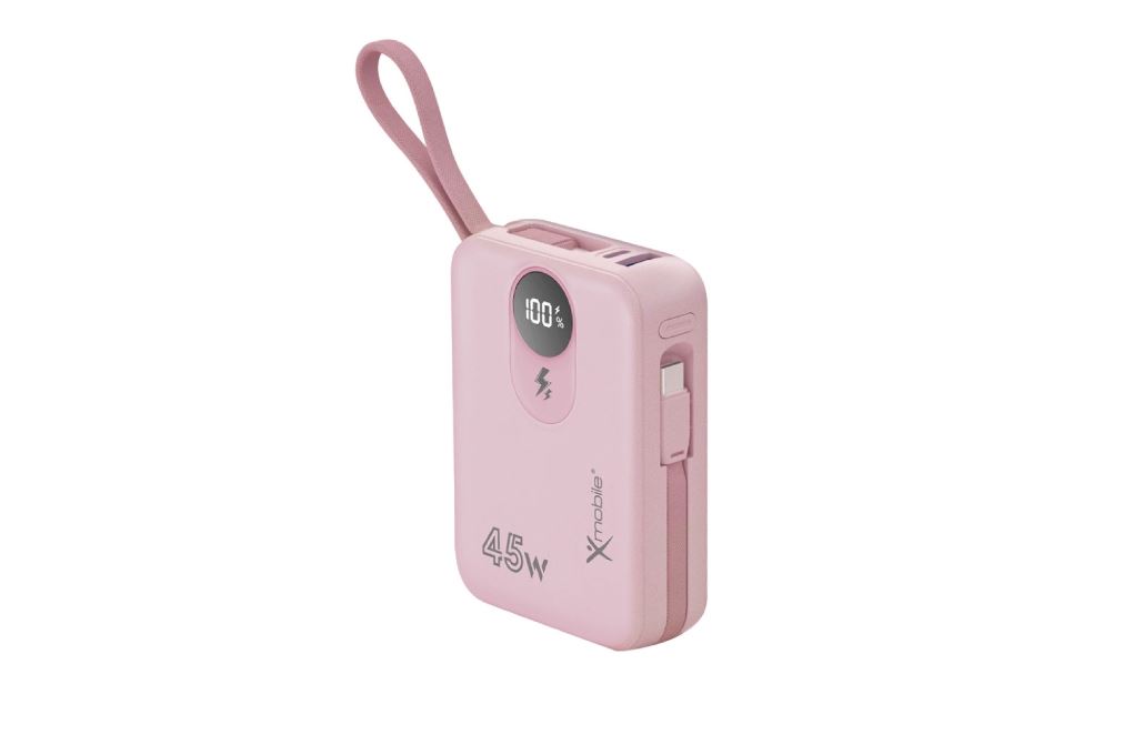 Pin sạc dự phòng Polymer 20000mAh Type C PD QC 3.0 45W Xmobile MH803 kèm Cáp Lightning và Type C Màu Hồng