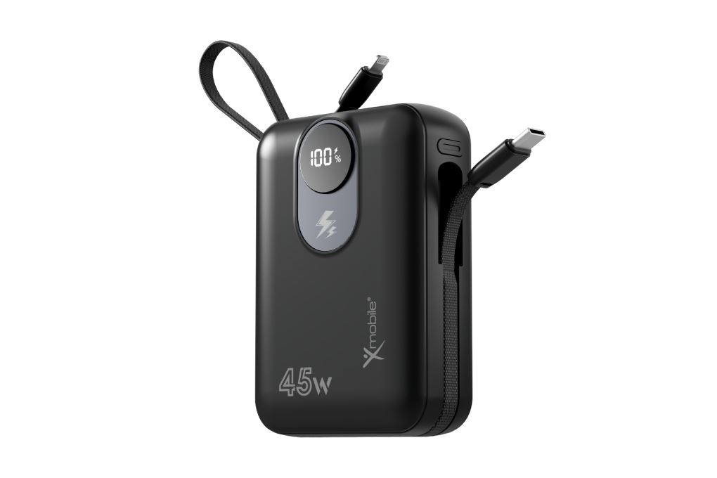 Pin sạc dự phòng Polymer 20000mAh Type C PD QC 3.0 45W Xmobile MH803 kèm Cáp Lightning và Type C Màu Đen