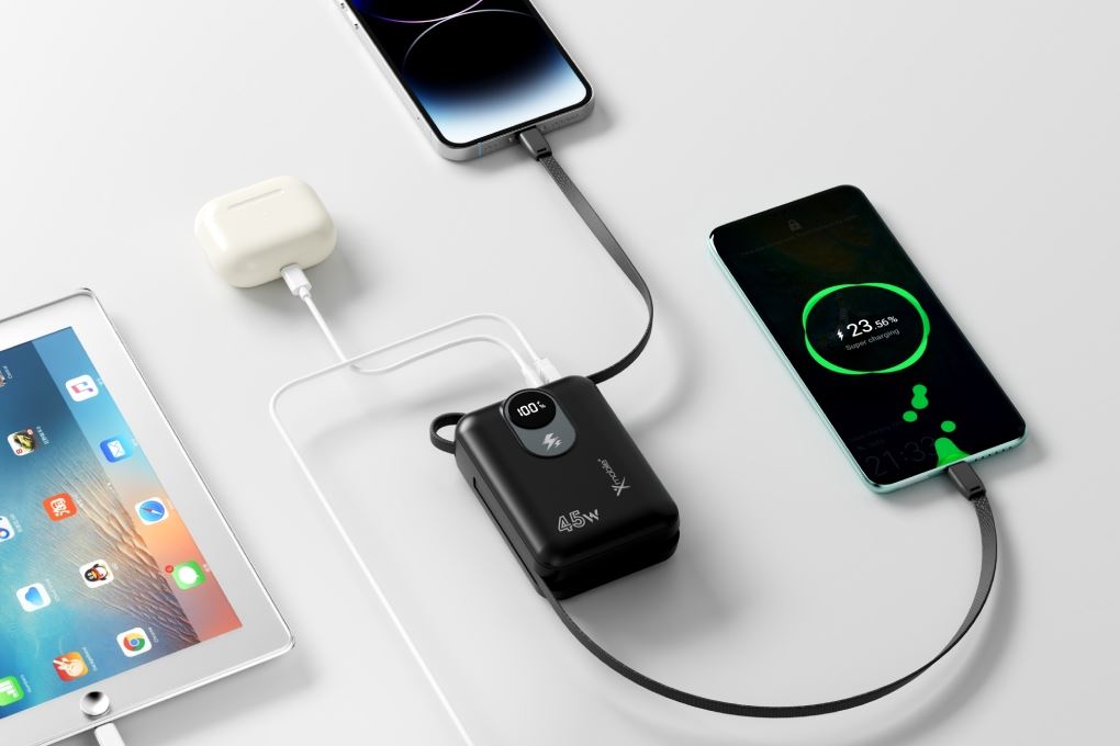 Pin sạc dự phòng Polymer 20000mAh Type C PD QC 3.0 45W Xmobile MH803 kèm Cáp Lightning và Type C Màu Đen