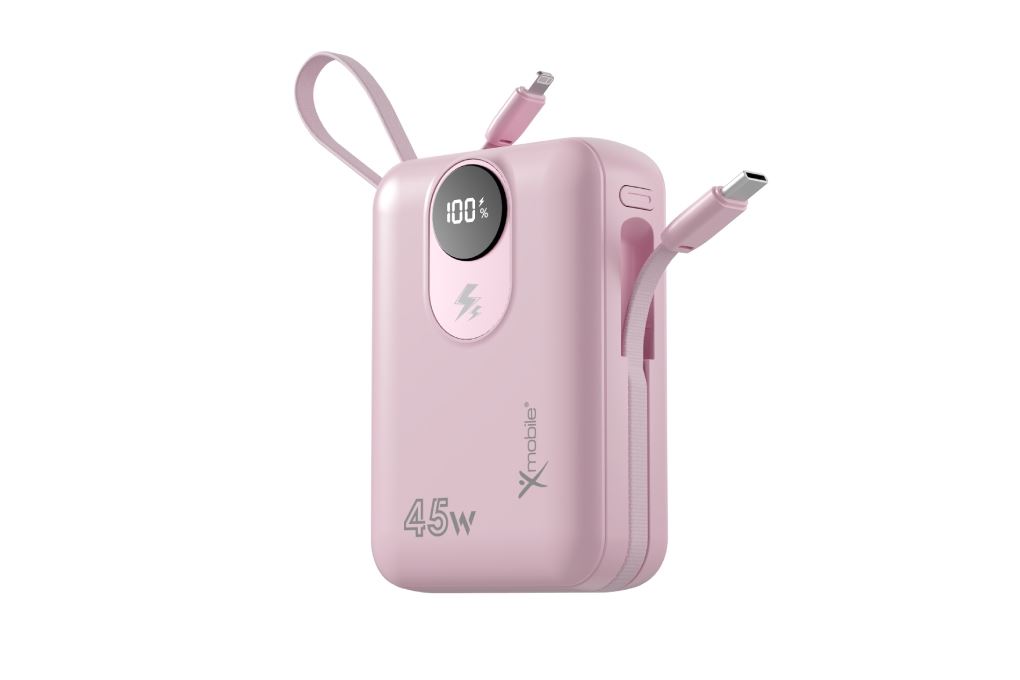Pin sạc dự phòng Polymer 20000mAh Type C PD QC 3.0 45W Xmobile MH803 kèm Cáp Lightning và Type C Màu Hồng