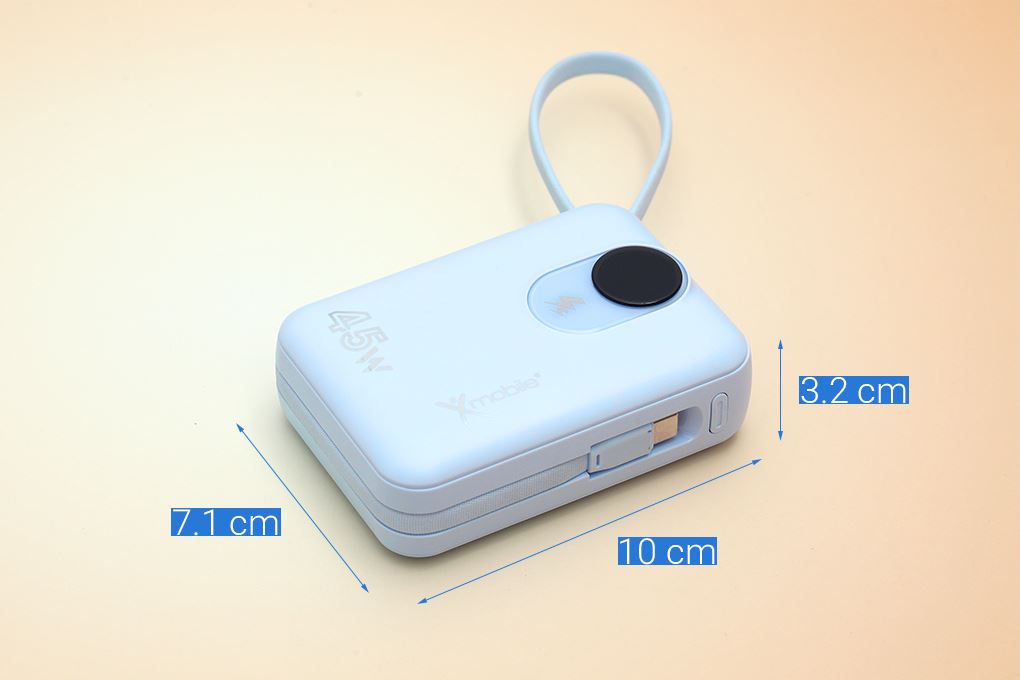 Pin sạc dự phòng Polymer 20000mAh Type C PD QC 3.0 45W Xmobile MH803 kèm Cáp Lightning và Type C Màu Xanh Dương