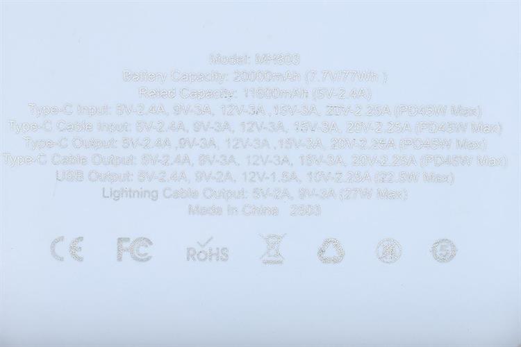 Pin sạc dự phòng Polymer 20000mAh Type C PD QC 3.0 45W Xmobile MH803 kèm Cáp Lightning và Type C Màu Xanh Dương