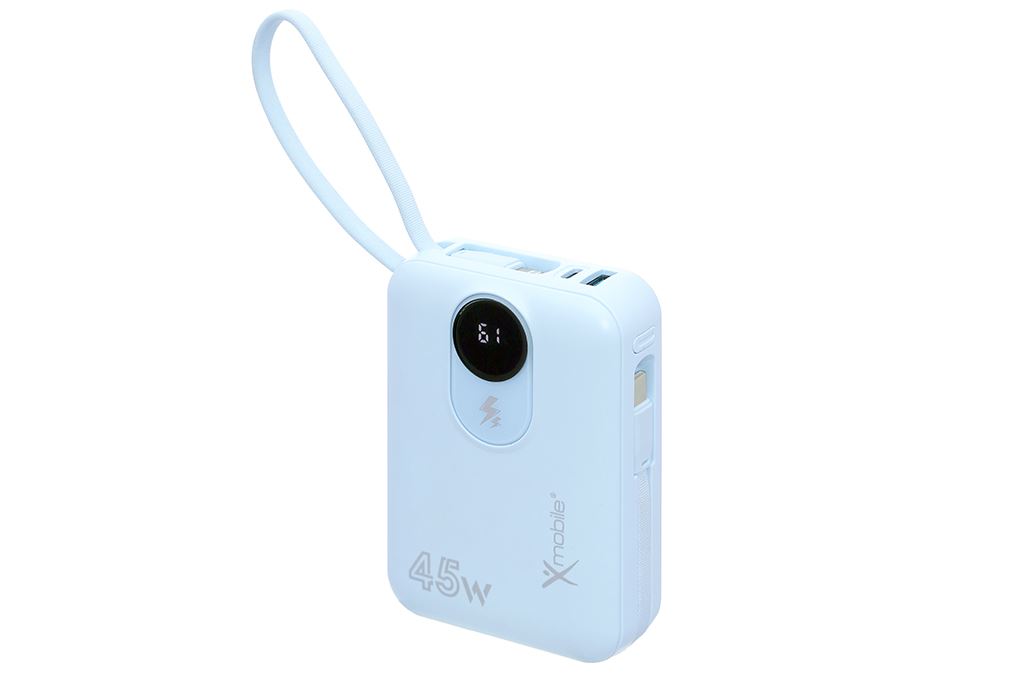 Pin sạc dự phòng Polymer 20000mAh Type C PD QC 3.0 45W Xmobile MH803 kèm Cáp Lightning và Type C Màu Xanh Dương
