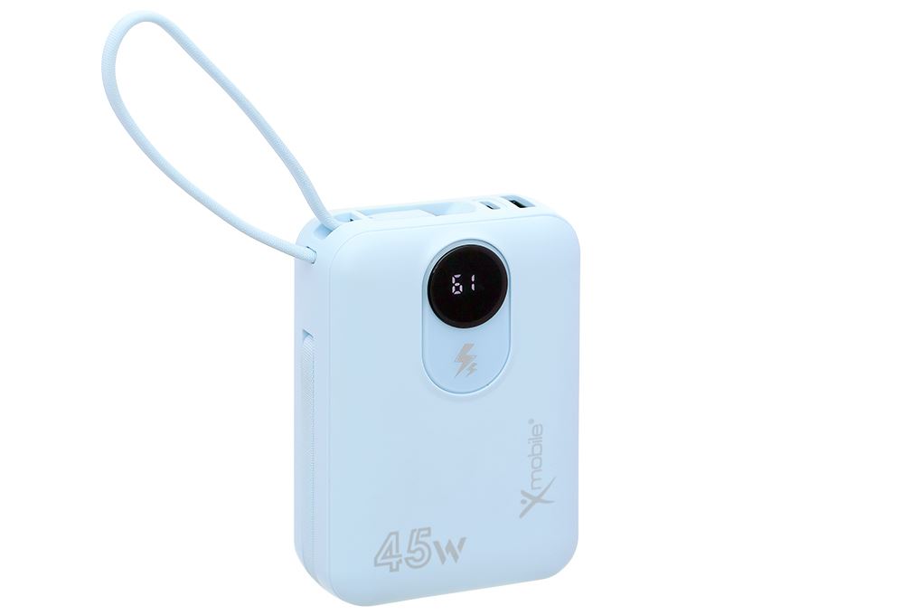 Pin sạc dự phòng Polymer 20000mAh Type C PD QC 3.0 45W Xmobile MH803 kèm Cáp Lightning và Type C Màu Xanh Dương
