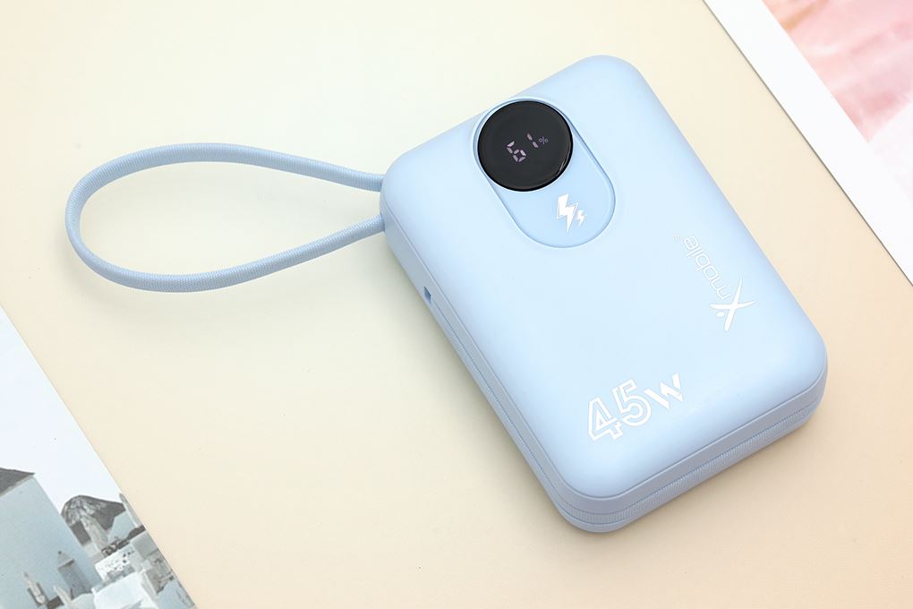 Pin sạc dự phòng Polymer 20000mAh Type C PD QC 3.0 45W Xmobile MH803 kèm Cáp Lightning và Type C Màu Xanh Dương