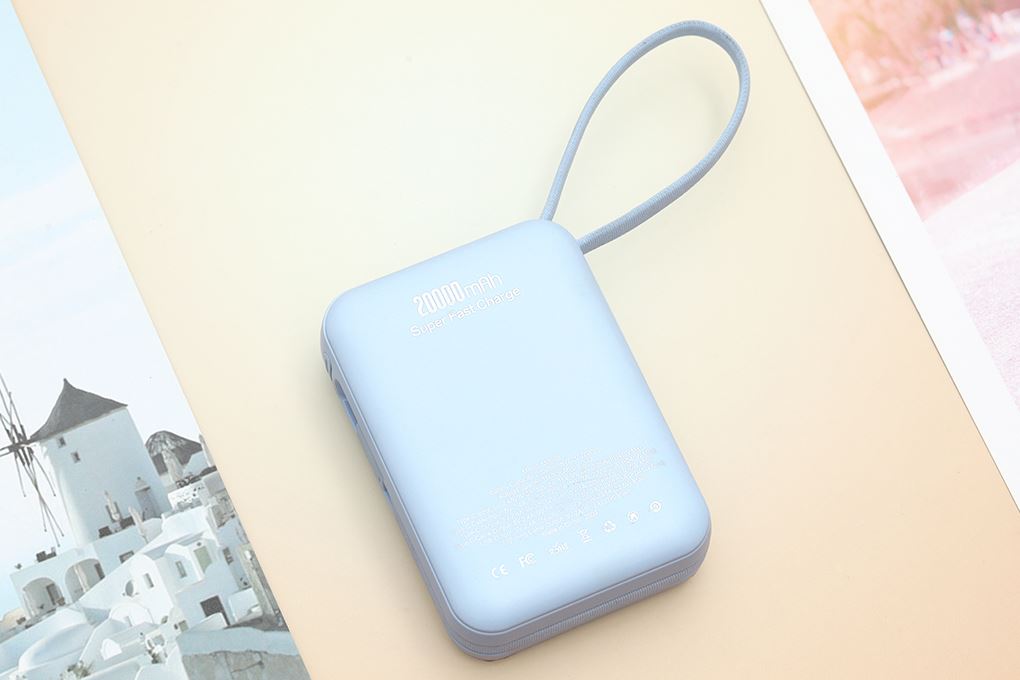 Pin sạc dự phòng Polymer 20000mAh Type C PD QC 3.0 45W Xmobile MH803 kèm Cáp Lightning và Type C Màu Xanh Dương