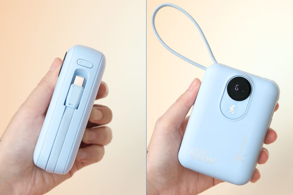 Pin sạc dự phòng Polymer 20000mAh Type C PD QC 3.0 45W Xmobile MH803 kèm Cáp Lightning và Type C Màu Xanh Dương