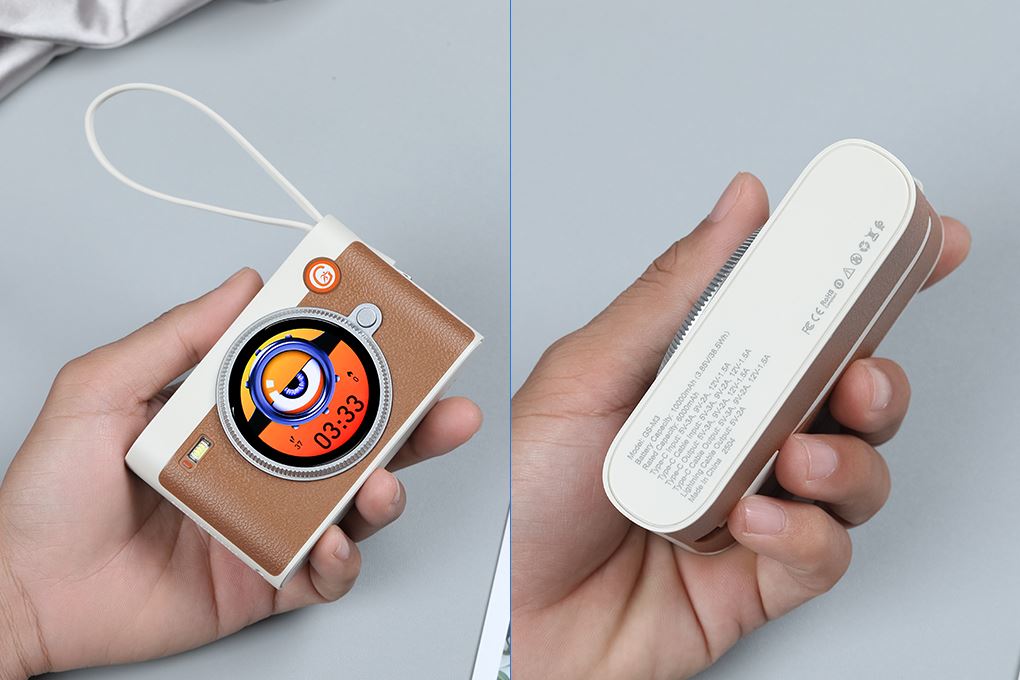 Pin sạc dự phòng 10000mAh Type C PD 22.5W Xmobile SnapGo GS-M3 kèm Cáp Lightning và Type C Màu Nâu