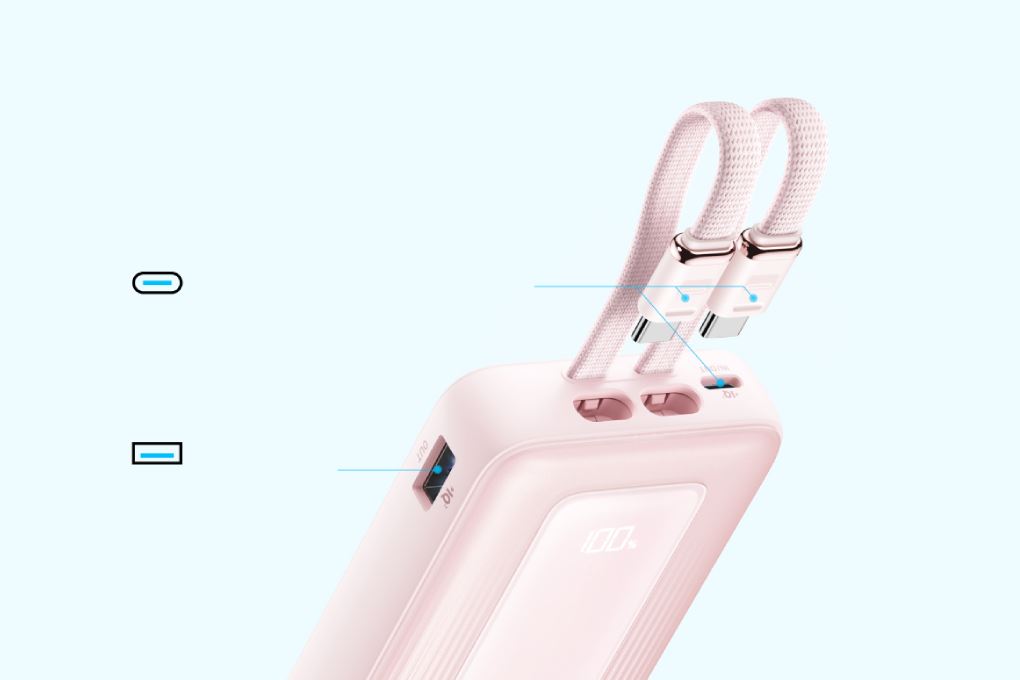 Pin sạc dự phòng Polymer 10000mAh Type C PD QC 3.0 35W Anker Zolo A1680 kèm 2 Cáp Type C Màu Hồng