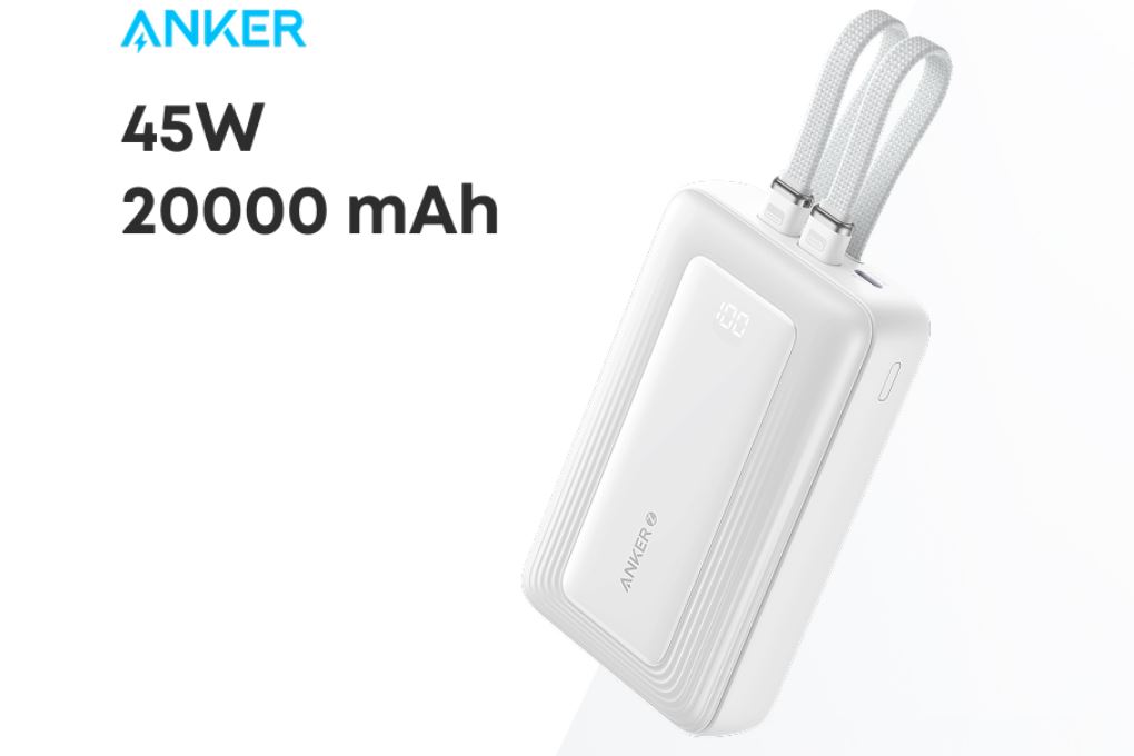 Pin sạc dự phòng Polymer 20000mAh Type C PD QC 3.0 45W Anker Zolo A1681 kèm 2 Cáp Type C Màu Trắng