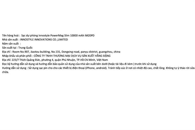 Pin sạc dự phòng Polymer 10000mAh Không dây Magnetic Type C PD 20W Innostyle PowerMag Slim IM20PD Màu Xanh Dương