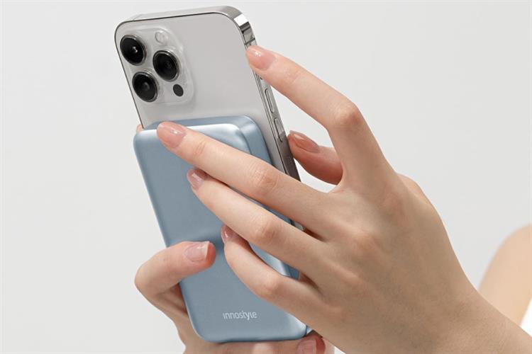 Pin sạc dự phòng Polymer 10000mAh Không dây Magnetic Type C PD 20W Innostyle PowerMag Slim IM20PD Màu Xanh Dương